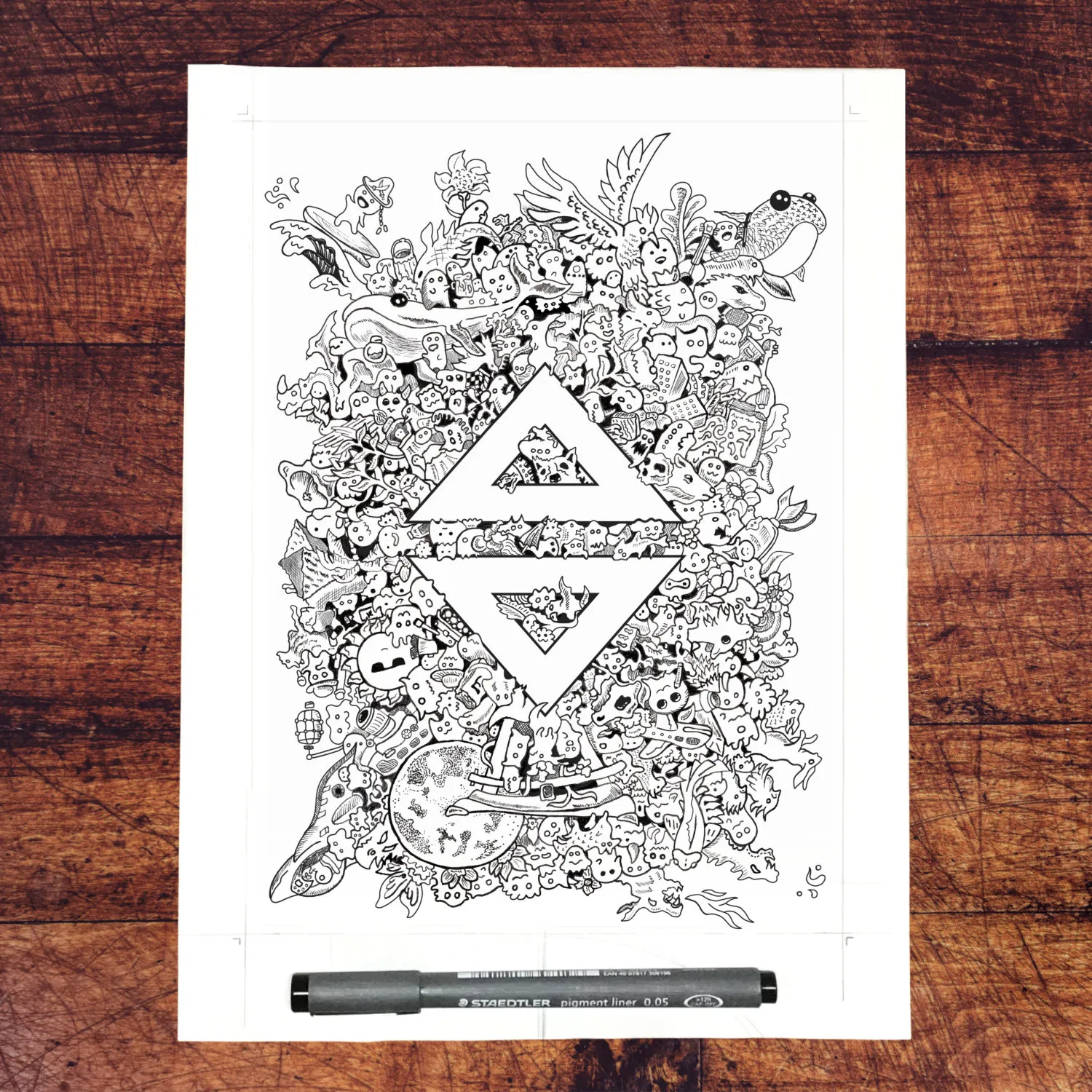 minibiorg #1 — a flat illustration in muted colour blocks